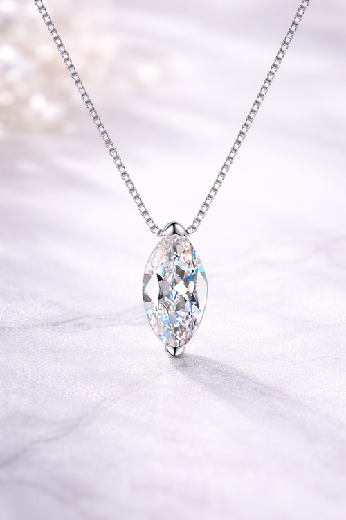 Marquise Cut  Silver Necklace