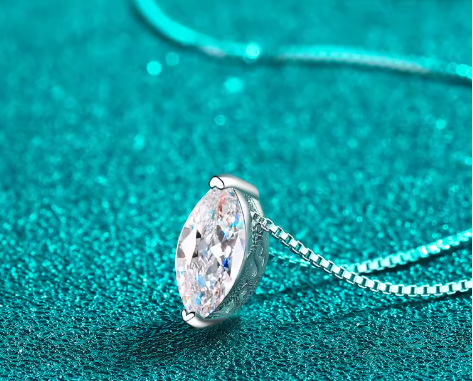 Marquise Cut  Silver Necklace